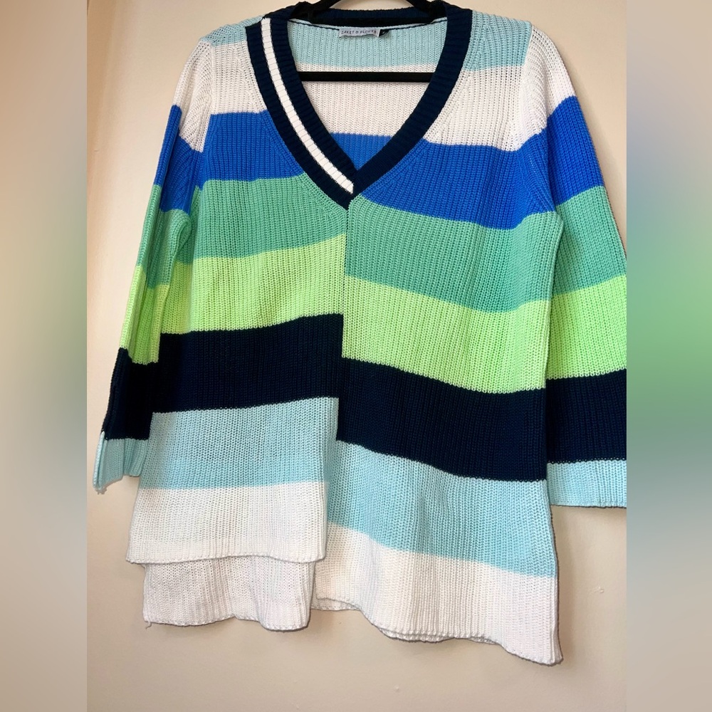 Zaket & Plover Asymmetrical Hem V-Neck Sweater Size Small - Picture 9 of 12